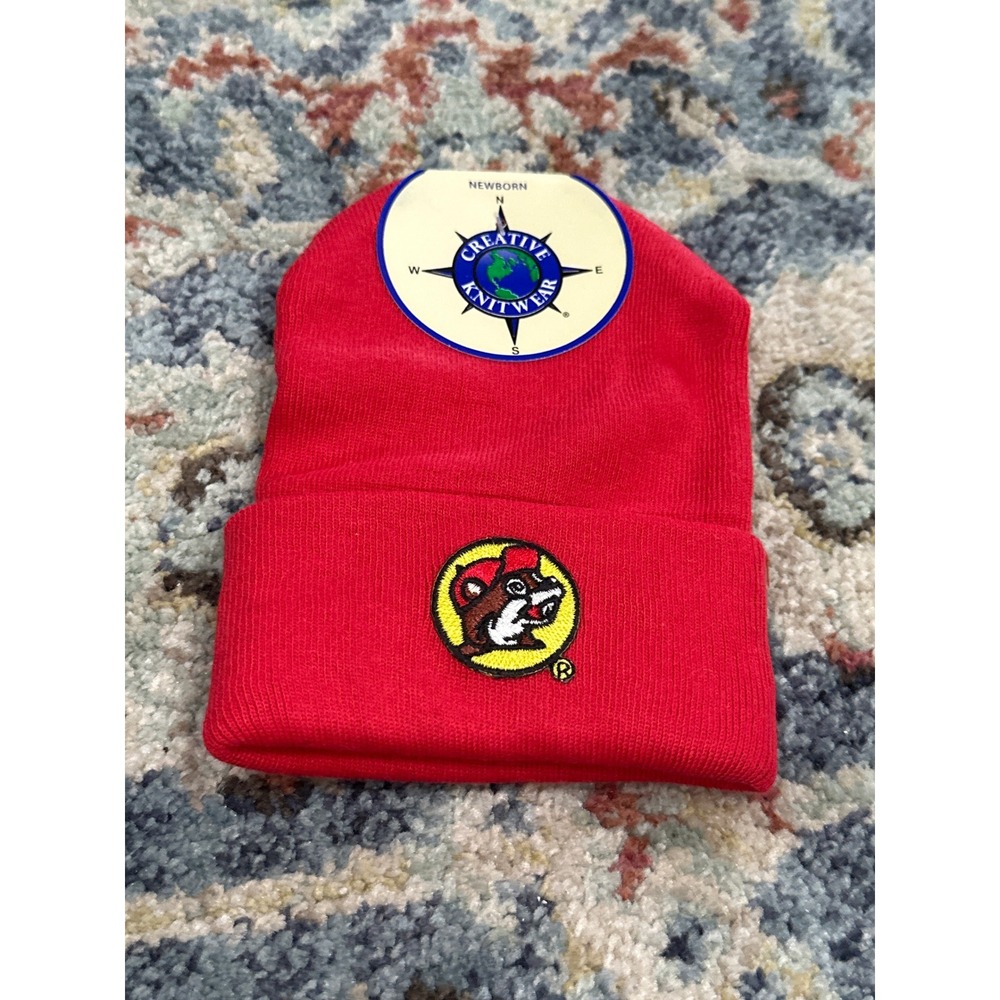Buc-ee's Beanie Newborn Red Creative Knitwear Logo Patch‎ NWT